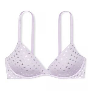 VICTORIA'S SECRET Sexy Tee Smooth Wireless Push-Up Bra Feather Blue Bee in 34DDD